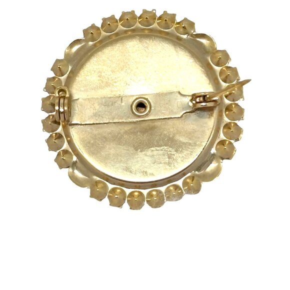 Vintage Floral Porcelain Rose Brooch With Rhinestone Accents - Picture 11 of 11